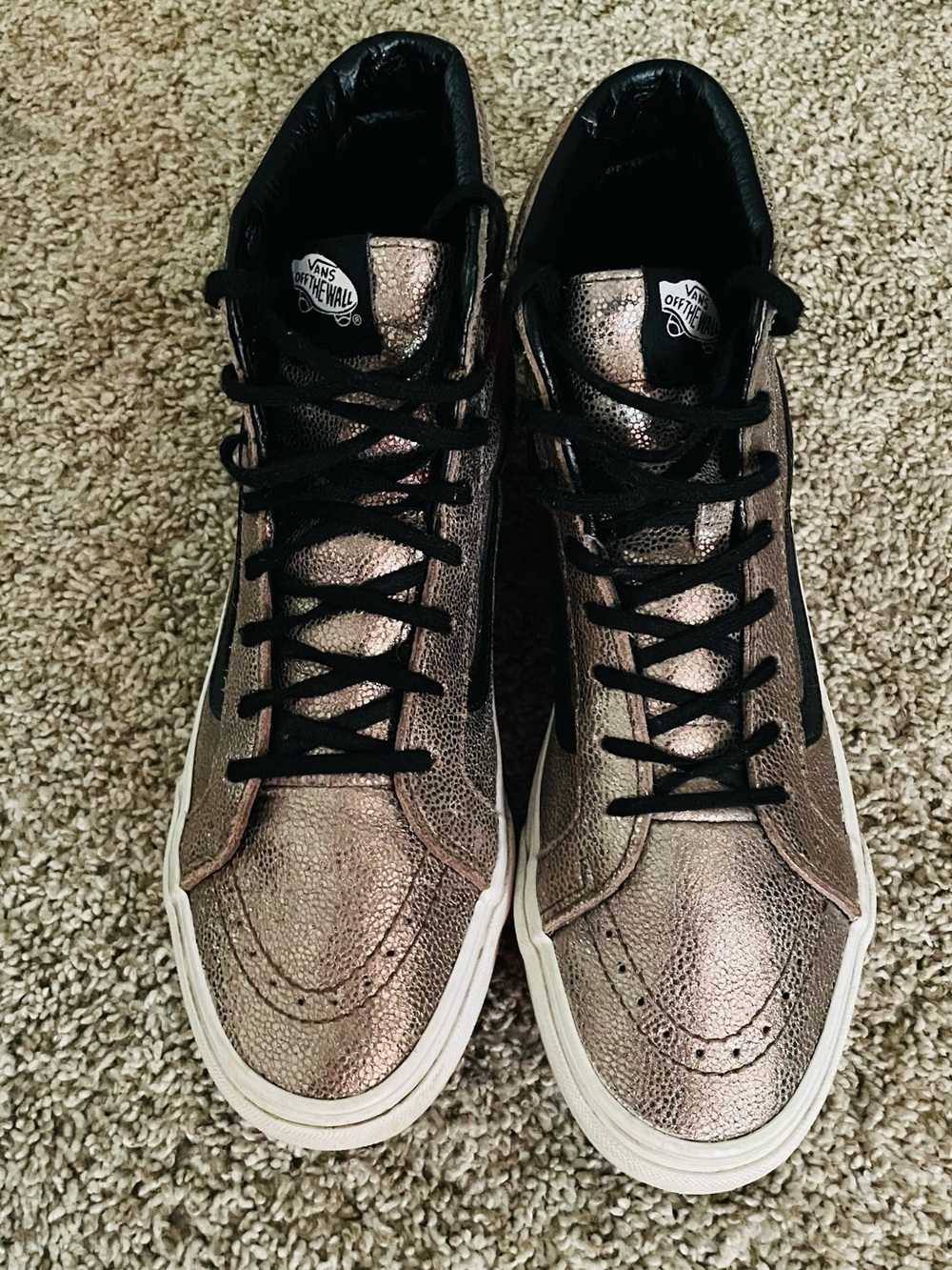 Vans Metallic Bronze High-Top Sneakers with Black Accents